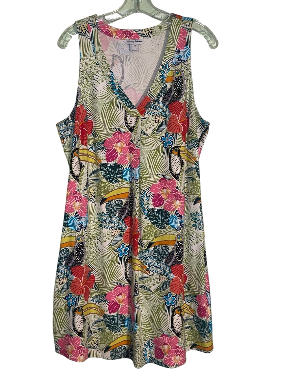 Tommy Bahama If one can Toucan silk tropical print dress. Size Large GUC - Picture 9 of 14